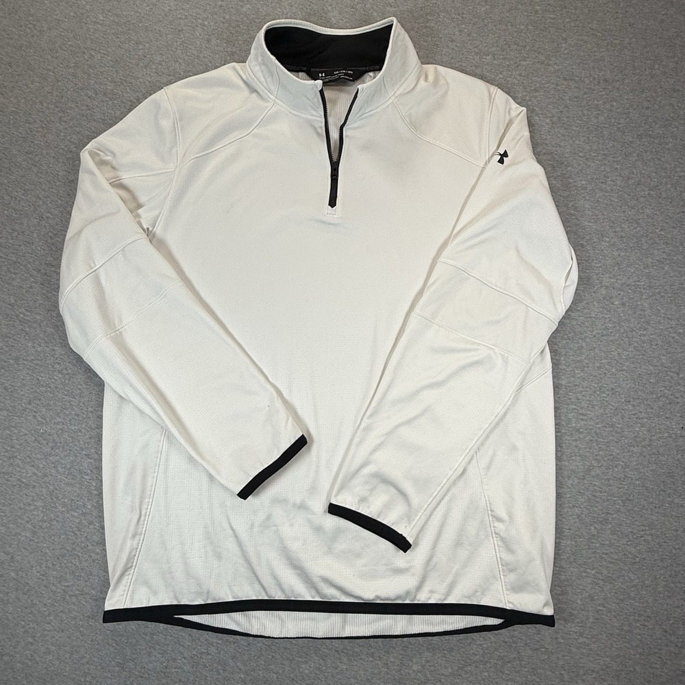 Under Armour ColdGear Reactor 1/4 Zip Pullover White Mens 2XL Fleece